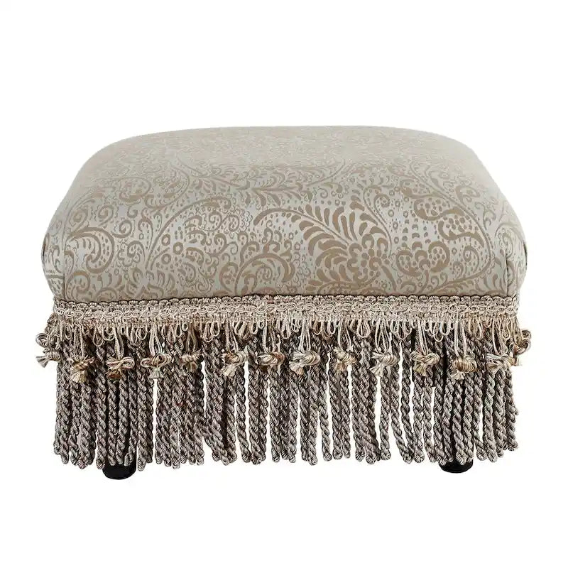 Small Woven Fabric Footstool Ottoman, 17 x 13 x 10.5 Inches