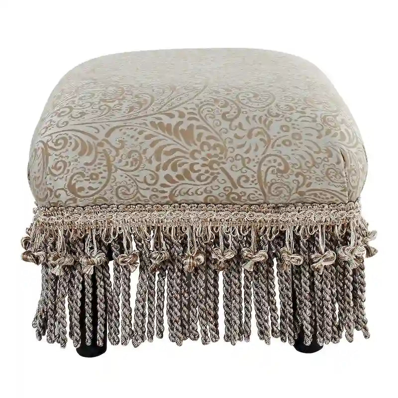 Small Woven Fabric Footstool Ottoman, 17 x 13 x 10.5 Inches