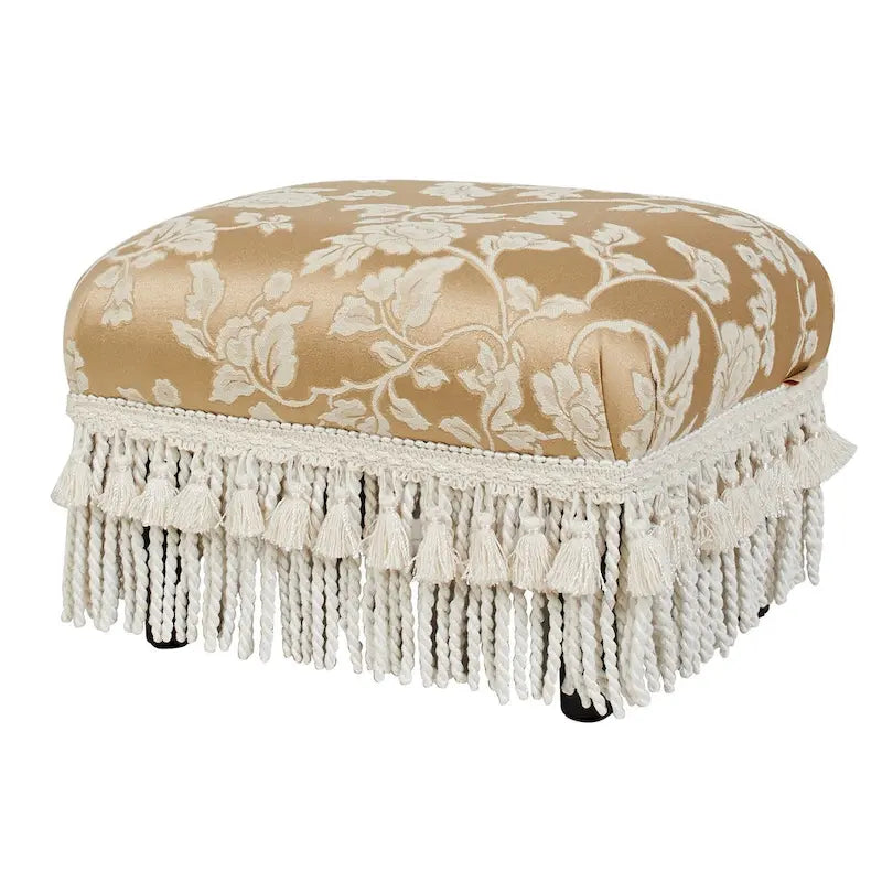 Small Woven Fabric Footstool Ottoman, 17 x 13 x 10.5 Inches