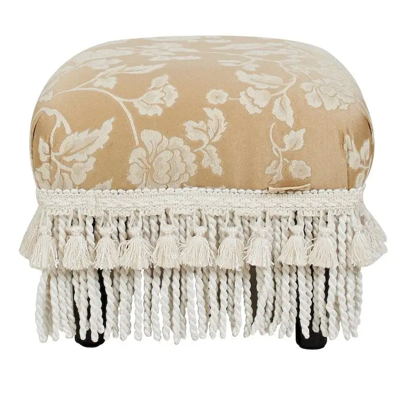 Small Woven Fabric Footstool Ottoman, 17 x 13 x 10.5 Inches
