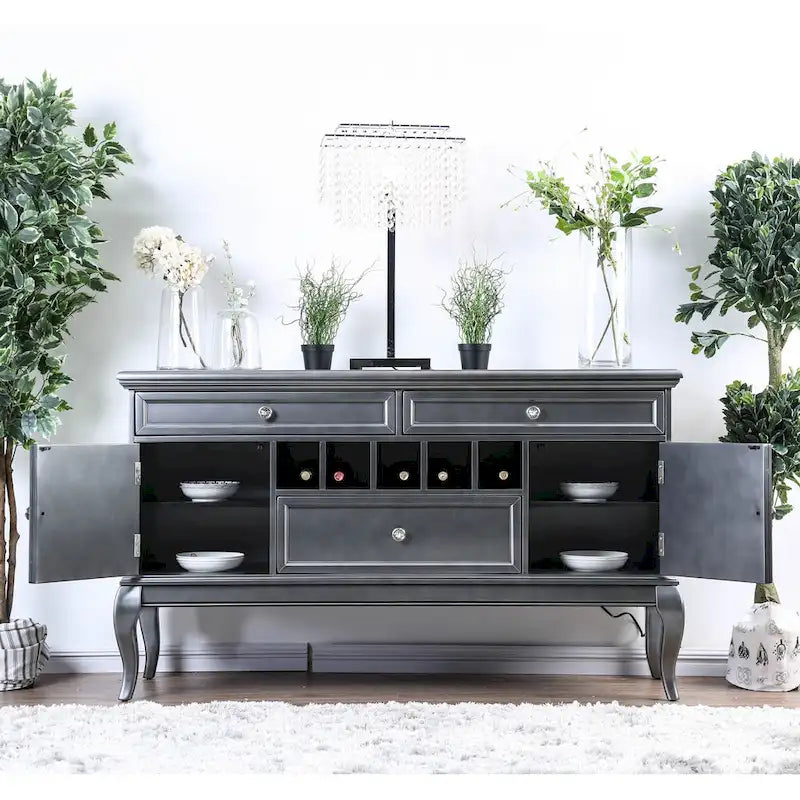60-Inch Glam Wood Buffet Sideboard with Moroccan Accents