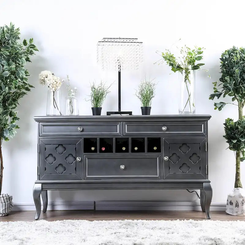 60-Inch Glam Wood Buffet Sideboard with Moroccan Accents