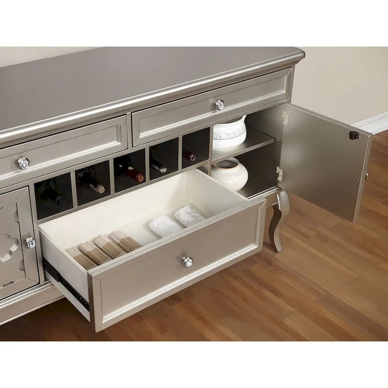 60-Inch Glam Wood Buffet Sideboard with Moroccan Accents