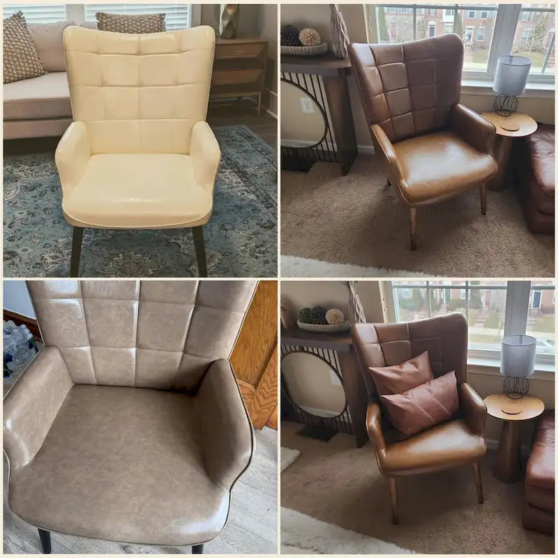 High-Back Tufted Wingback Accent Chair, Cream, Brown or Taupe