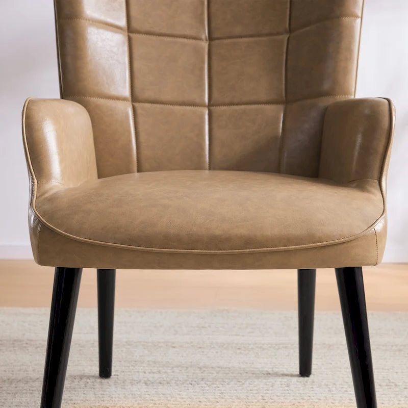 High-Back Tufted Wingback Accent Chair, Cream, Brown or Taupe