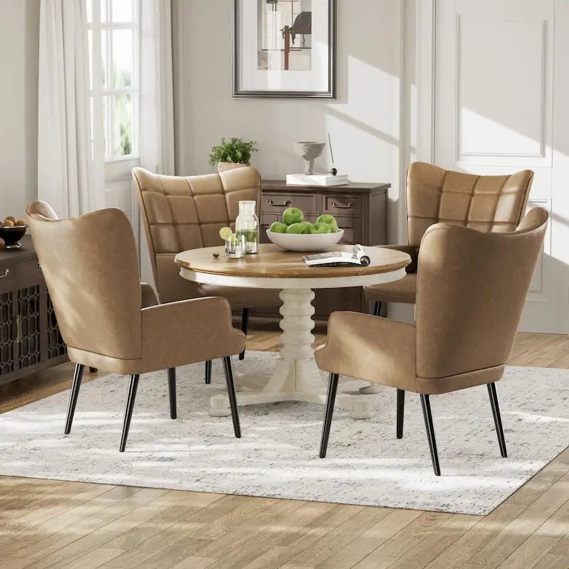 High-Back Tufted Wingback Accent Chair, Cream, Brown or Taupe