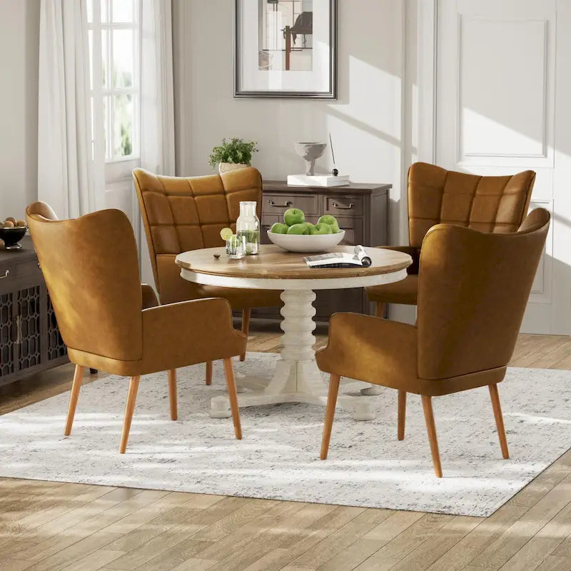 High-Back Tufted Wingback Accent Chair, Cream, Brown or Taupe