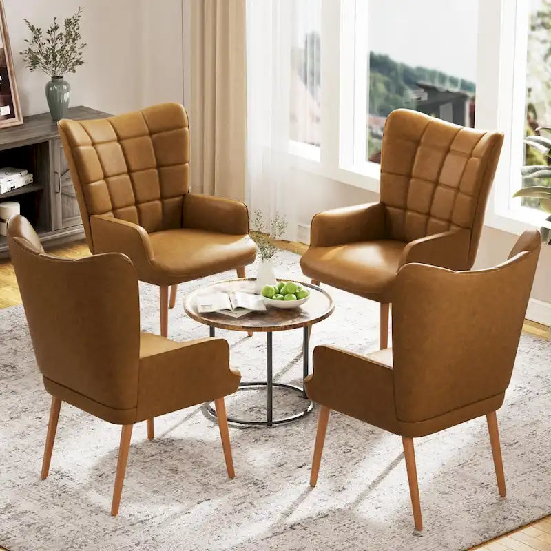 High-Back Tufted Wingback Accent Chair, Cream, Brown or Taupe