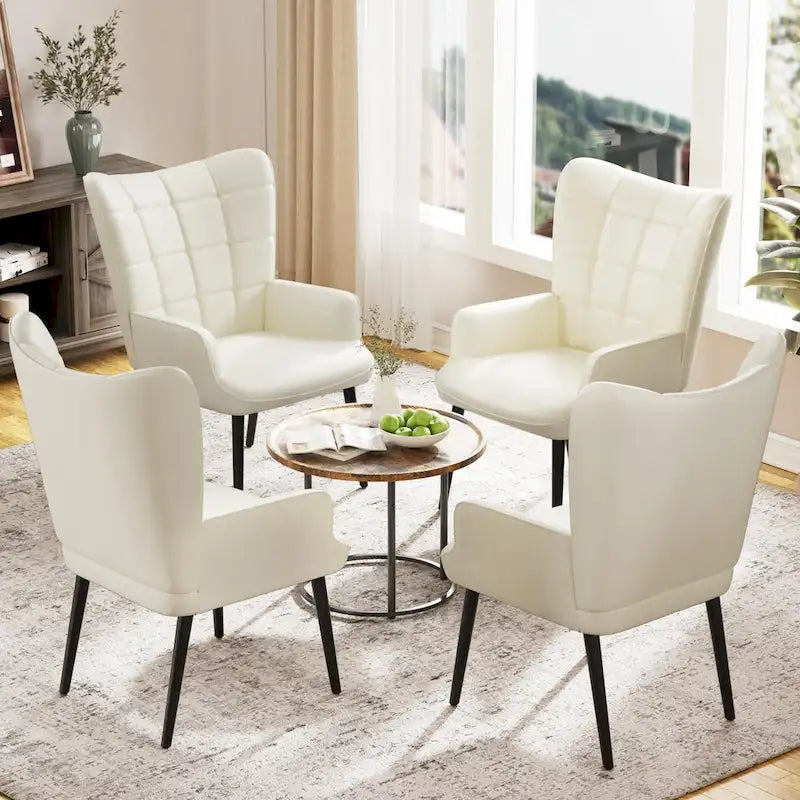 High-Back Tufted Wingback Accent Chair, Cream, Brown or Taupe