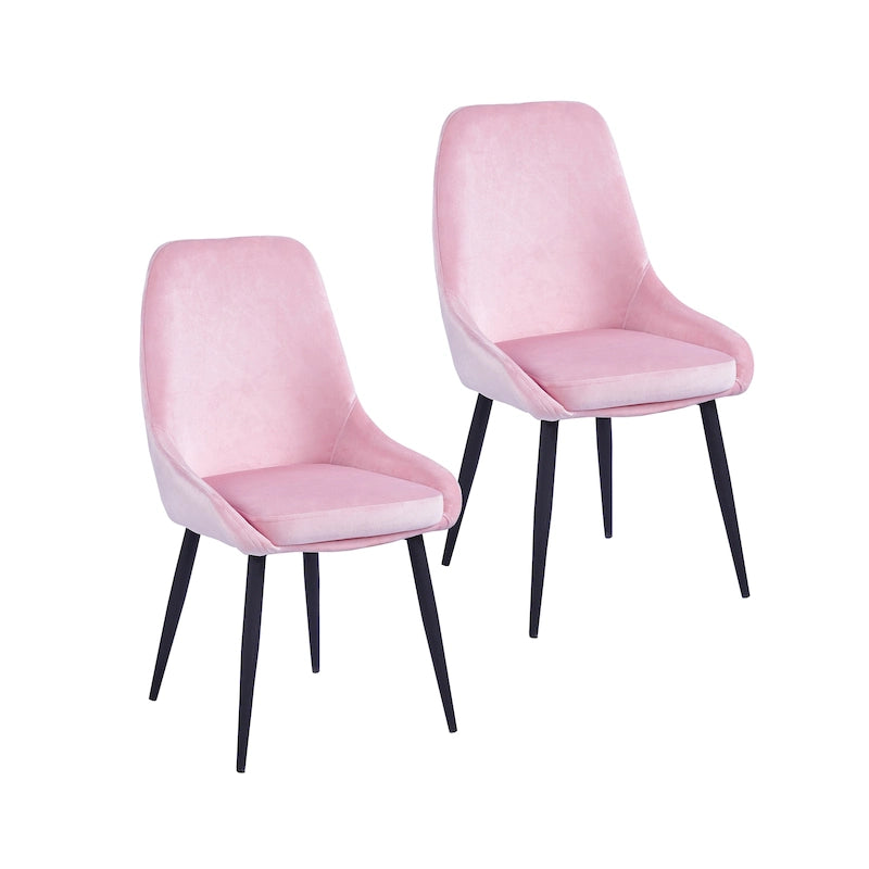 Velvet Upholstered Dining Chair with Steel Legs, Set of 2
