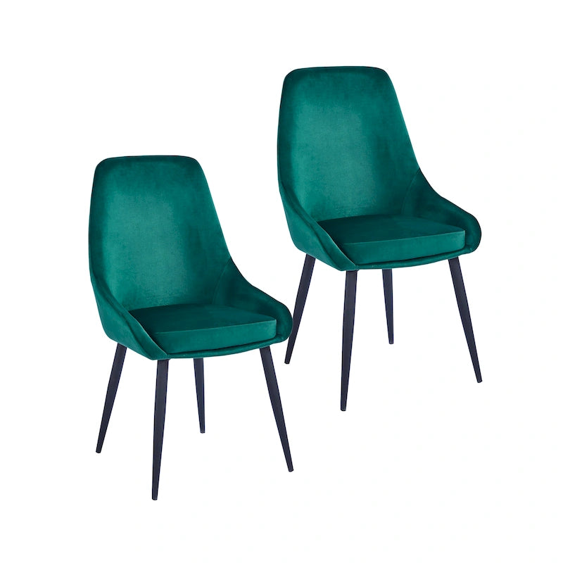 Velvet Upholstered Dining Chair with Steel Legs, Set of 2