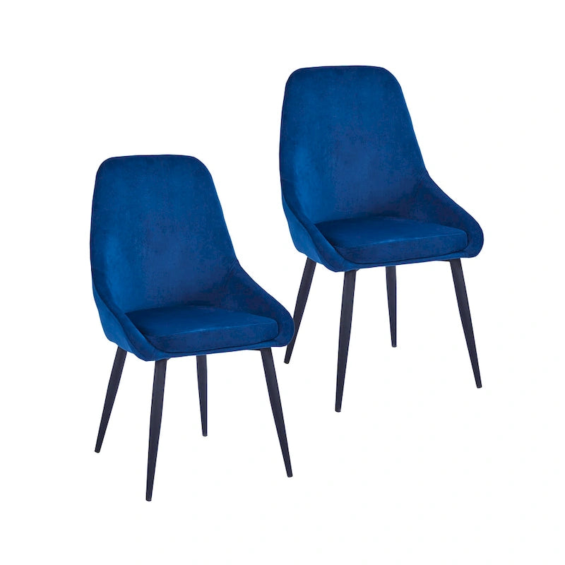 Velvet Upholstered Dining Chair with Steel Legs, Set of 2