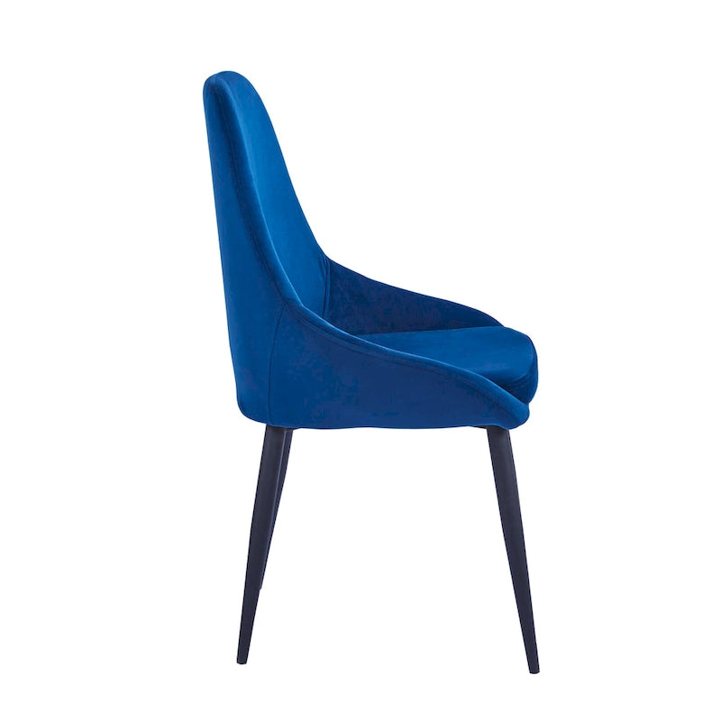 Velvet Upholstered Dining Chair with Steel Legs, Set of 2