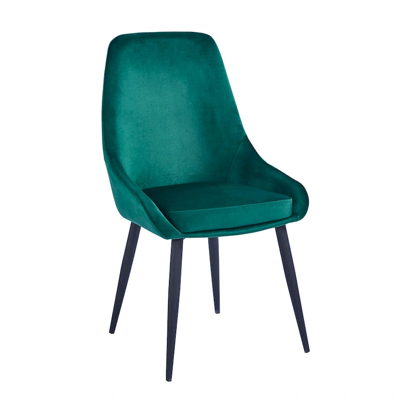 Velvet Upholstered Dining Chair with Steel Legs, Set of 2