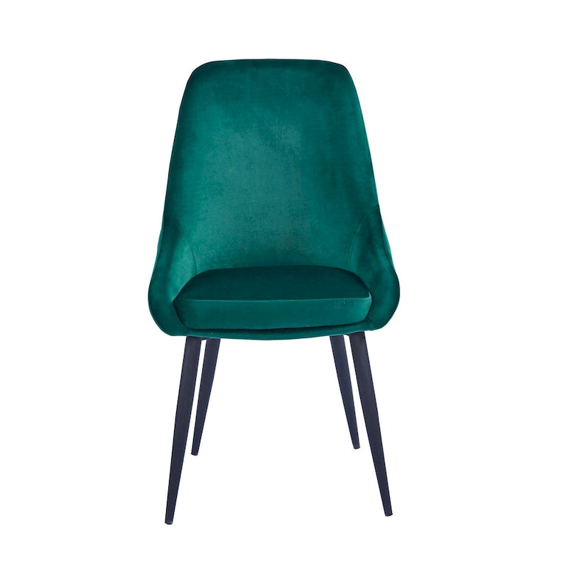 Velvet Upholstered Dining Chair with Steel Legs, Set of 2