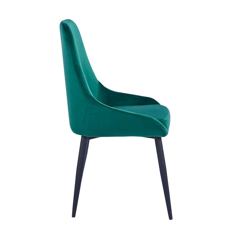 Velvet Upholstered Dining Chair with Steel Legs, Set of 2