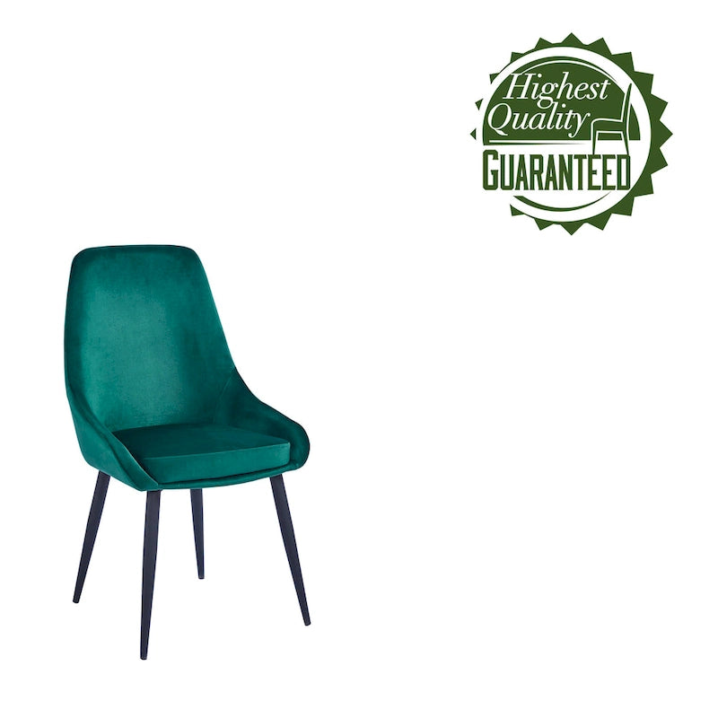 Velvet Upholstered Dining Chair with Steel Legs, Set of 2