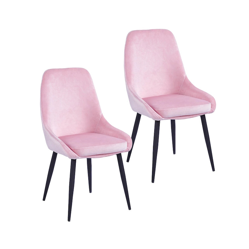Velvet Upholstered Dining Chair with Steel Legs, Set of 2