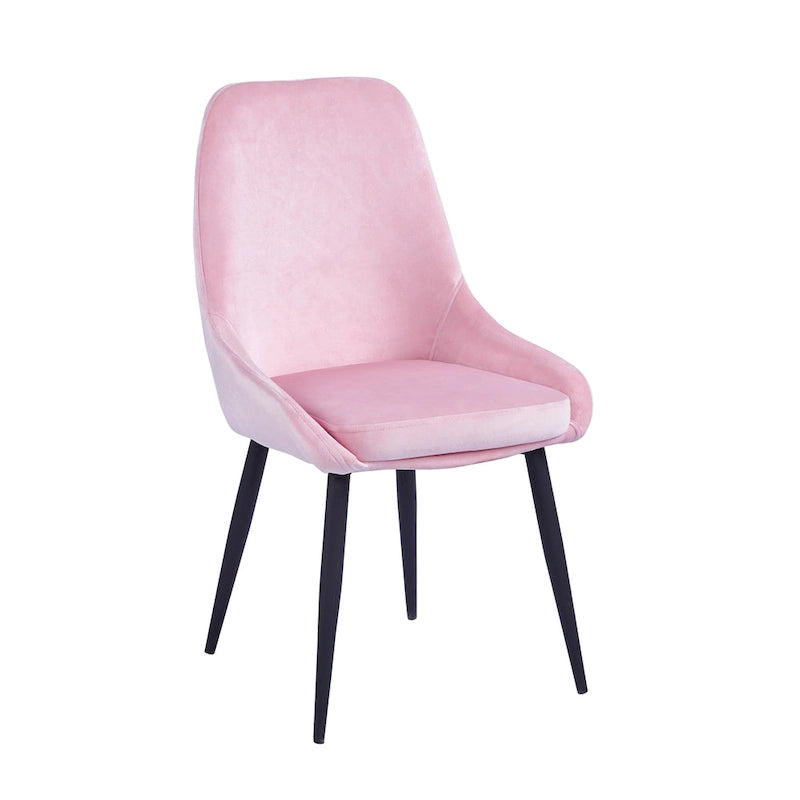 Velvet Upholstered Dining Chair with Steel Legs, Set of 2