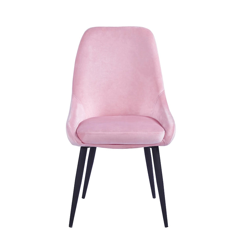 Velvet Upholstered Dining Chair with Steel Legs, Set of 2