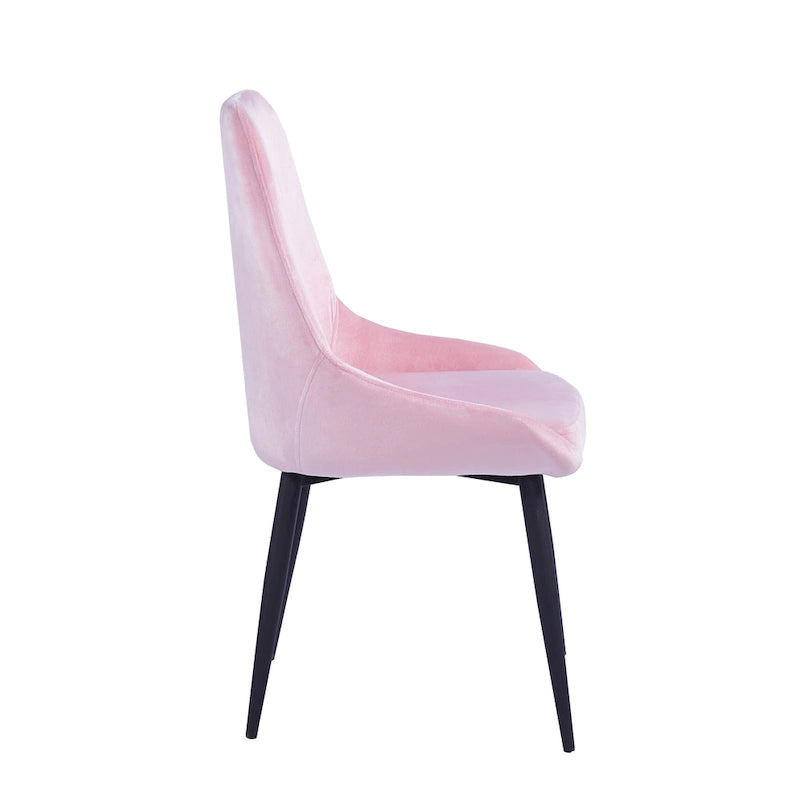 Velvet Upholstered Dining Chair with Steel Legs, Set of 2