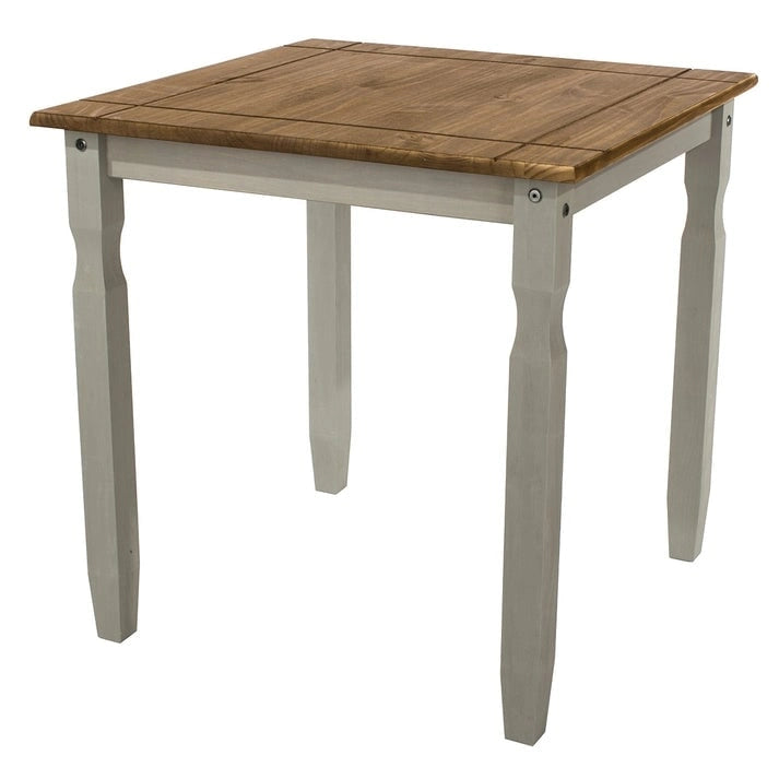 Solid Pine Wood Square Dining Table with Distressed Finish, Antique Brown or Gray Wash