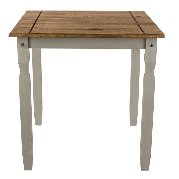 Solid Pine Wood Square Dining Table with Distressed Finish, Antique Brown or Gray Wash