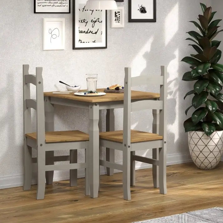 Solid Pine Wood Square Dining Table with Distressed Finish, Antique Brown or Gray Wash