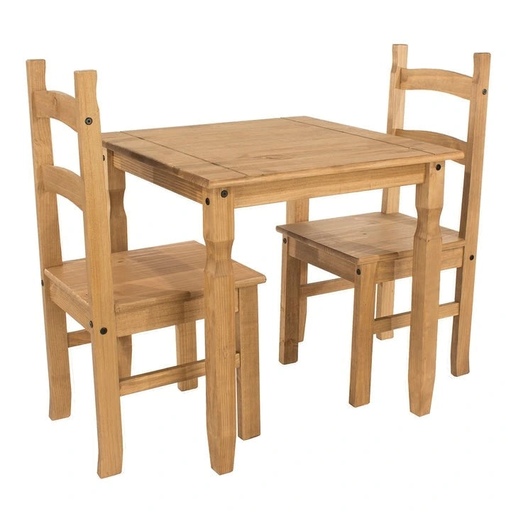 Solid Pine Wood Square Dining Table with Distressed Finish, Antique Brown or Gray Wash