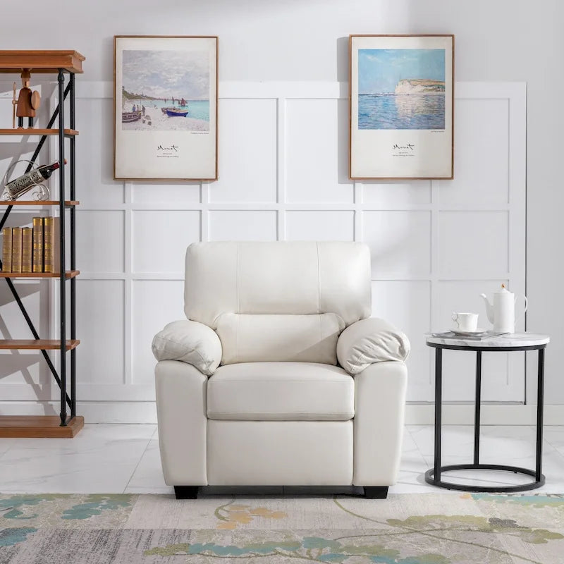 High-Back Faux Leather Accent Chair with Wood Frame, Multiple Colors
