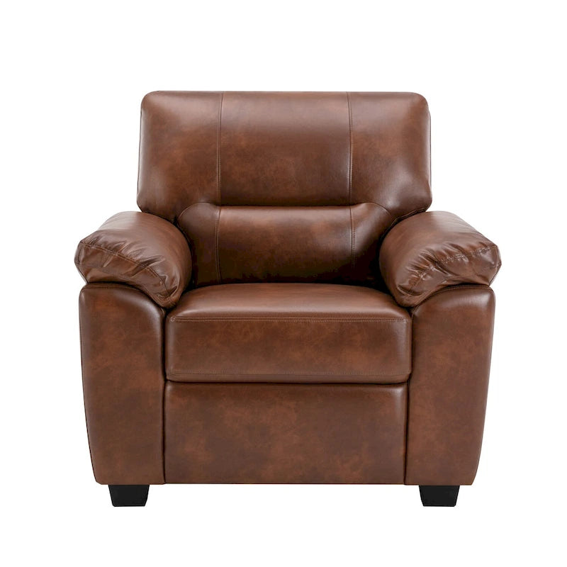 High-Back Faux Leather Accent Chair with Wood Frame, Multiple Colors