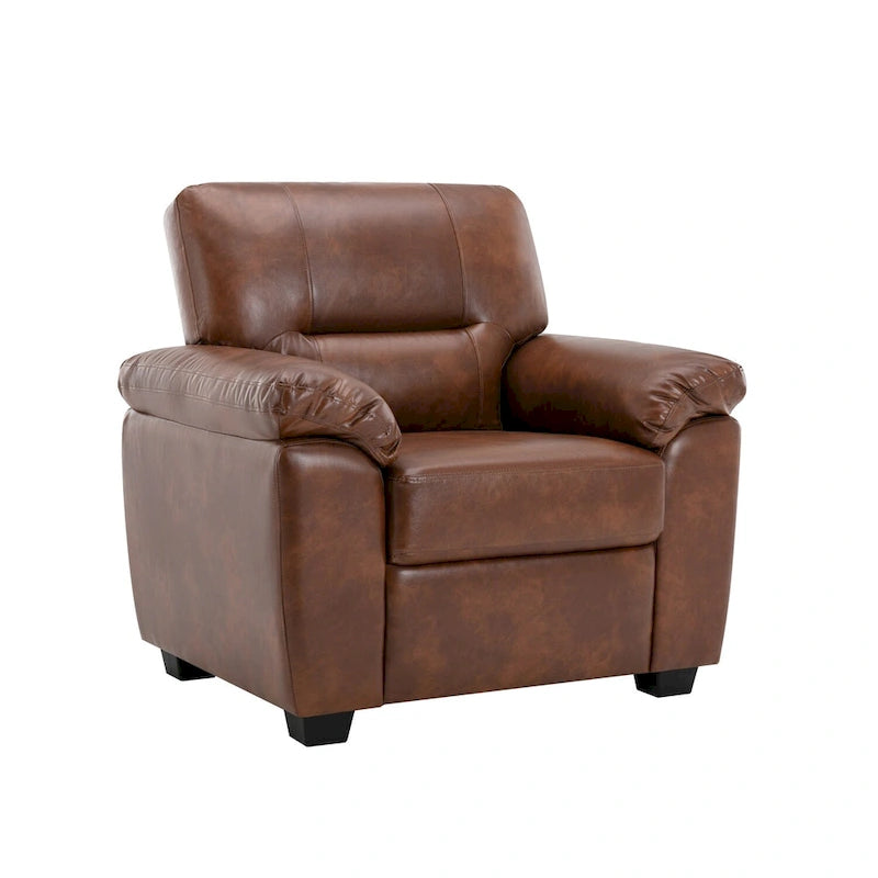 High-Back Faux Leather Accent Chair with Wood Frame, Multiple Colors