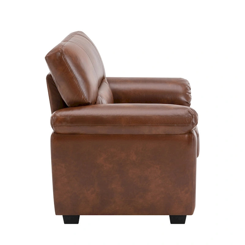 High-Back Faux Leather Accent Chair with Wood Frame, Multiple Colors