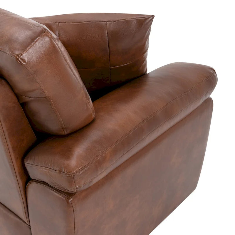 High-Back Faux Leather Accent Chair with Wood Frame, Multiple Colors