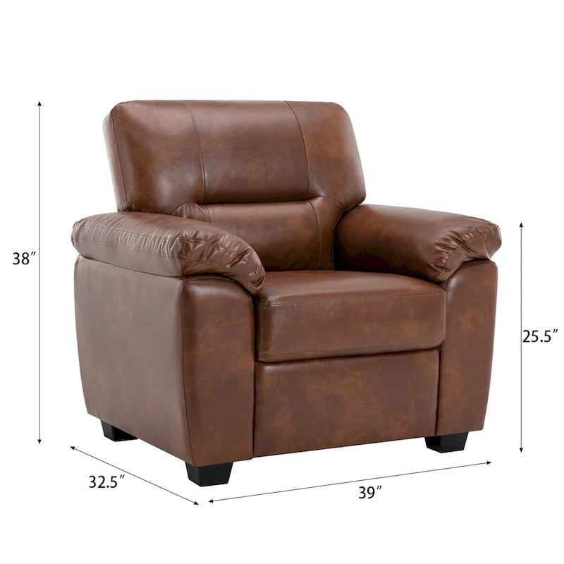 High-Back Faux Leather Accent Chair with Wood Frame, Multiple Colors
