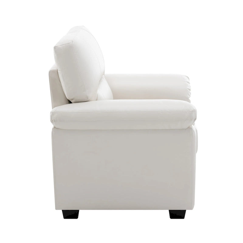 High-Back Faux Leather Accent Chair with Wood Frame, Multiple Colors