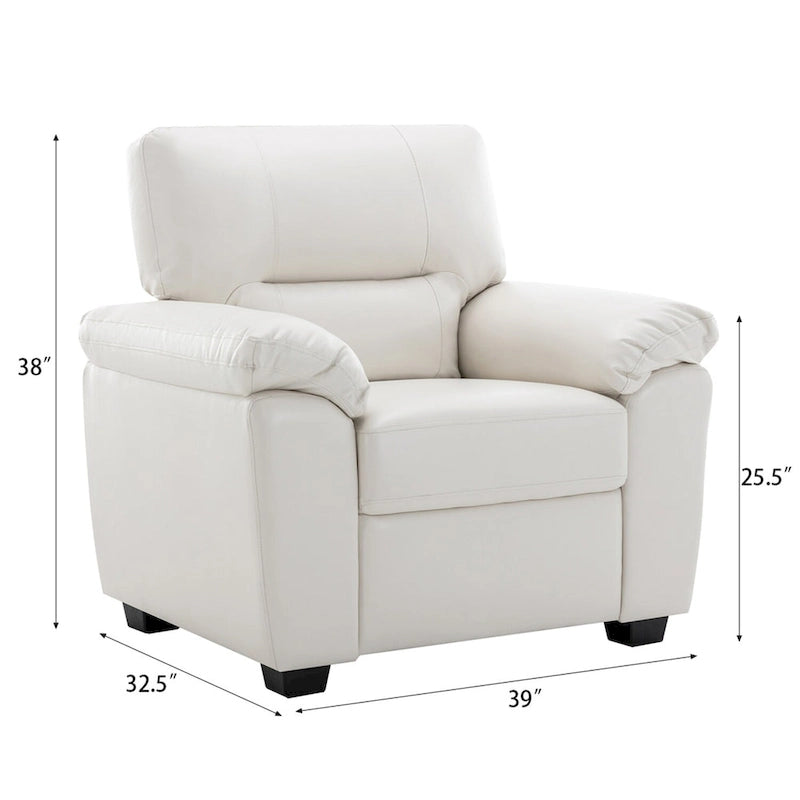 High-Back Faux Leather Accent Chair with Wood Frame, Multiple Colors