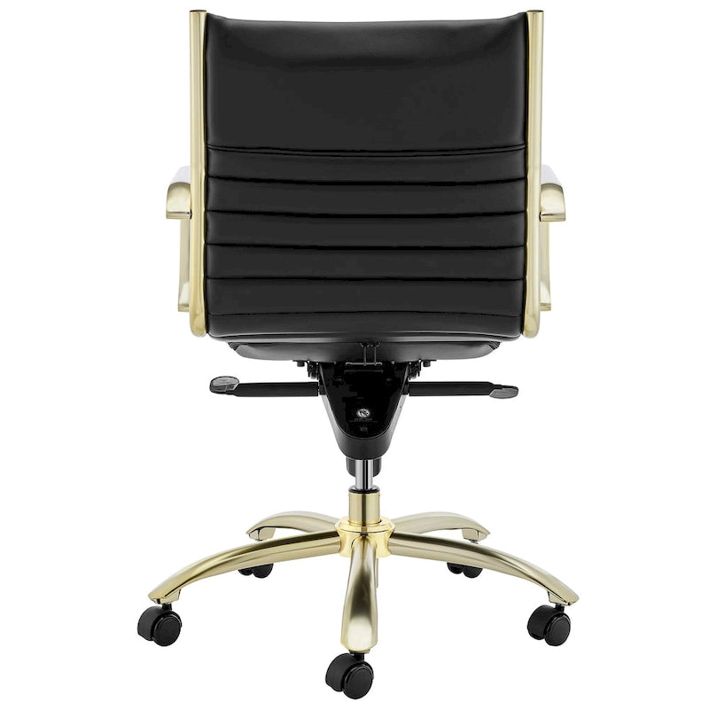 Low-Back Office Chair with Bungee Seat and Matte Gold Base, Black