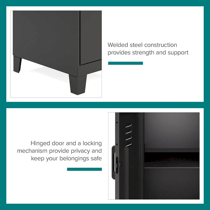 2-Shelf Steel Mini Storage Locker Cabinet, Fully Assembled