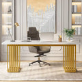 70.9-Inch Modern Executive Desk with Gold Metal Frame, Multiple Colors