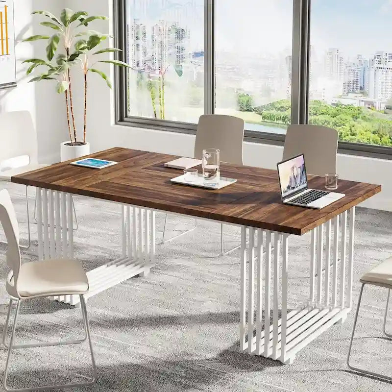 70.9-Inch Modern Executive Desk with Gold Metal Frame, Multiple Colors