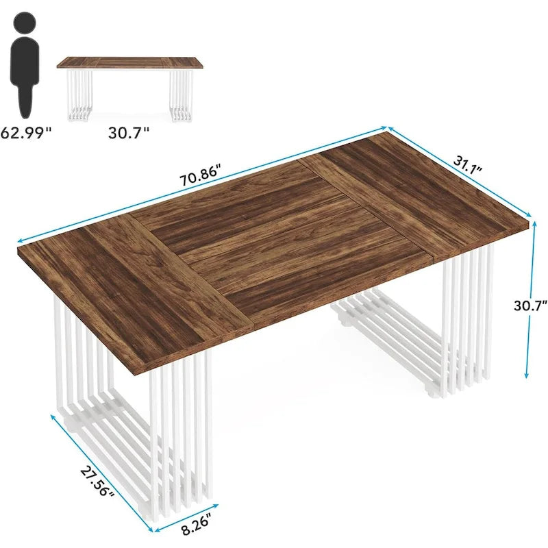 70.9-Inch Modern Executive Desk with Gold Metal Frame, Multiple Colors