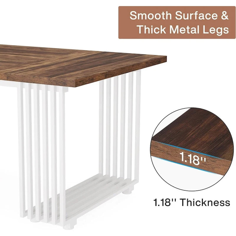 70.9-Inch Modern Executive Desk with Gold Metal Frame, Multiple Colors