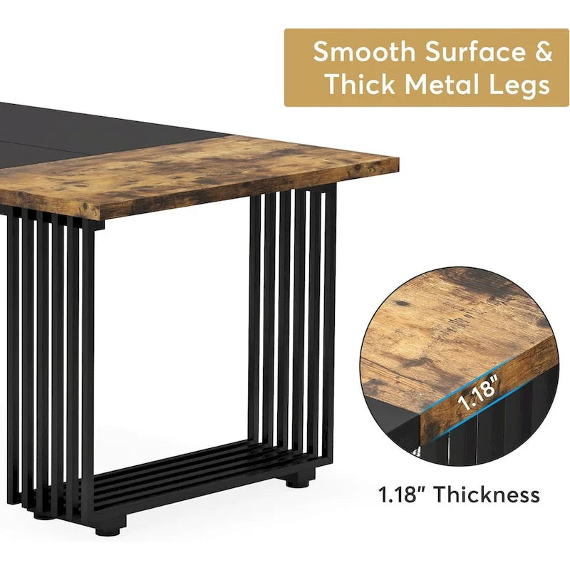 70.9-Inch Modern Executive Desk with Gold Metal Frame, Multiple Colors