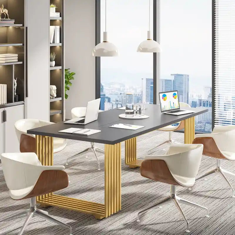 70.9-Inch Modern Executive Desk with Gold Metal Frame, Multiple Colors