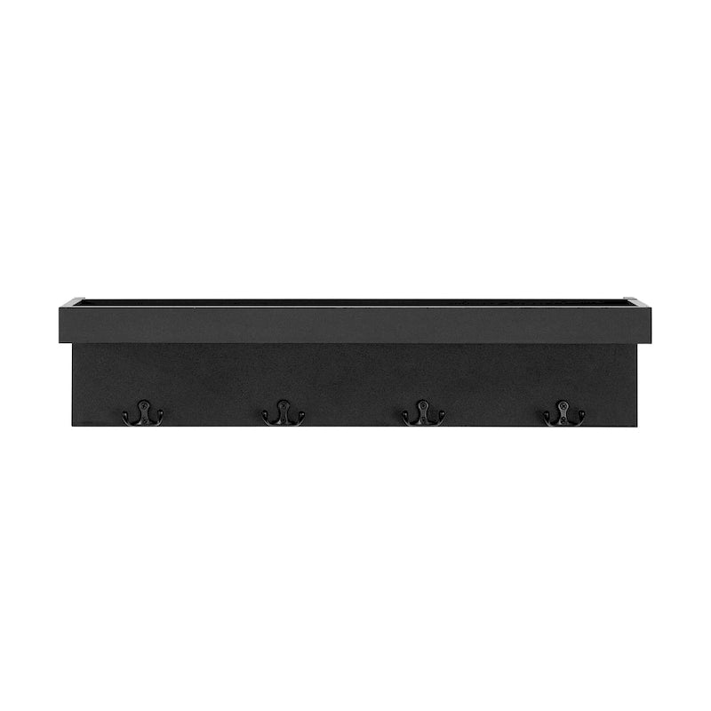 Wall-Mounted Coat Rack with Floating Shelf and 4 Hooks