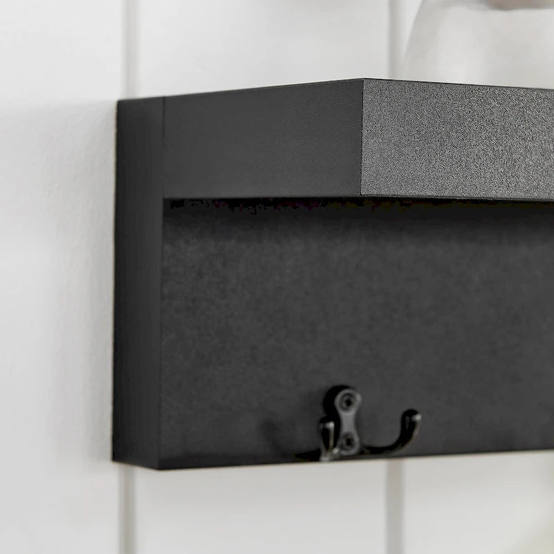 Wall-Mounted Coat Rack with Floating Shelf and 4 Hooks