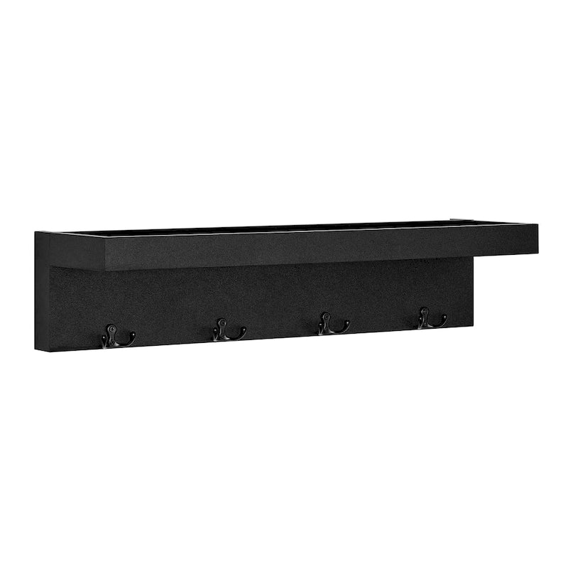 Wall-Mounted Coat Rack with Floating Shelf and 4 Hooks