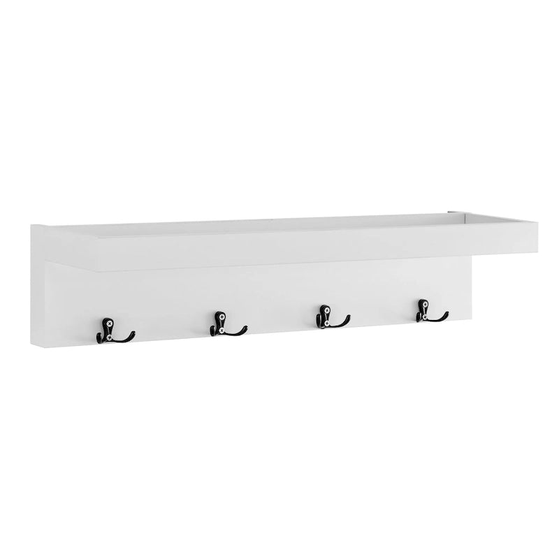 Wall-Mounted Coat Rack with Floating Shelf and 4 Hooks