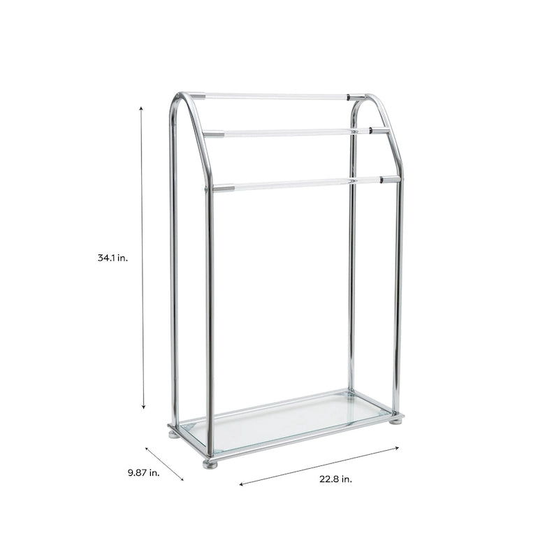 Freestanding Acrylic Towel Rack with Bottom Shelf, Chrome Finish